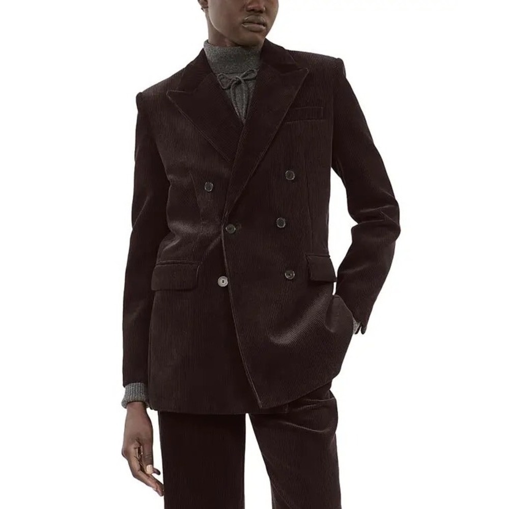 The Kooples Corduroy Double Breasted Brown Size FR 36/US Small ‎ MSRP $615